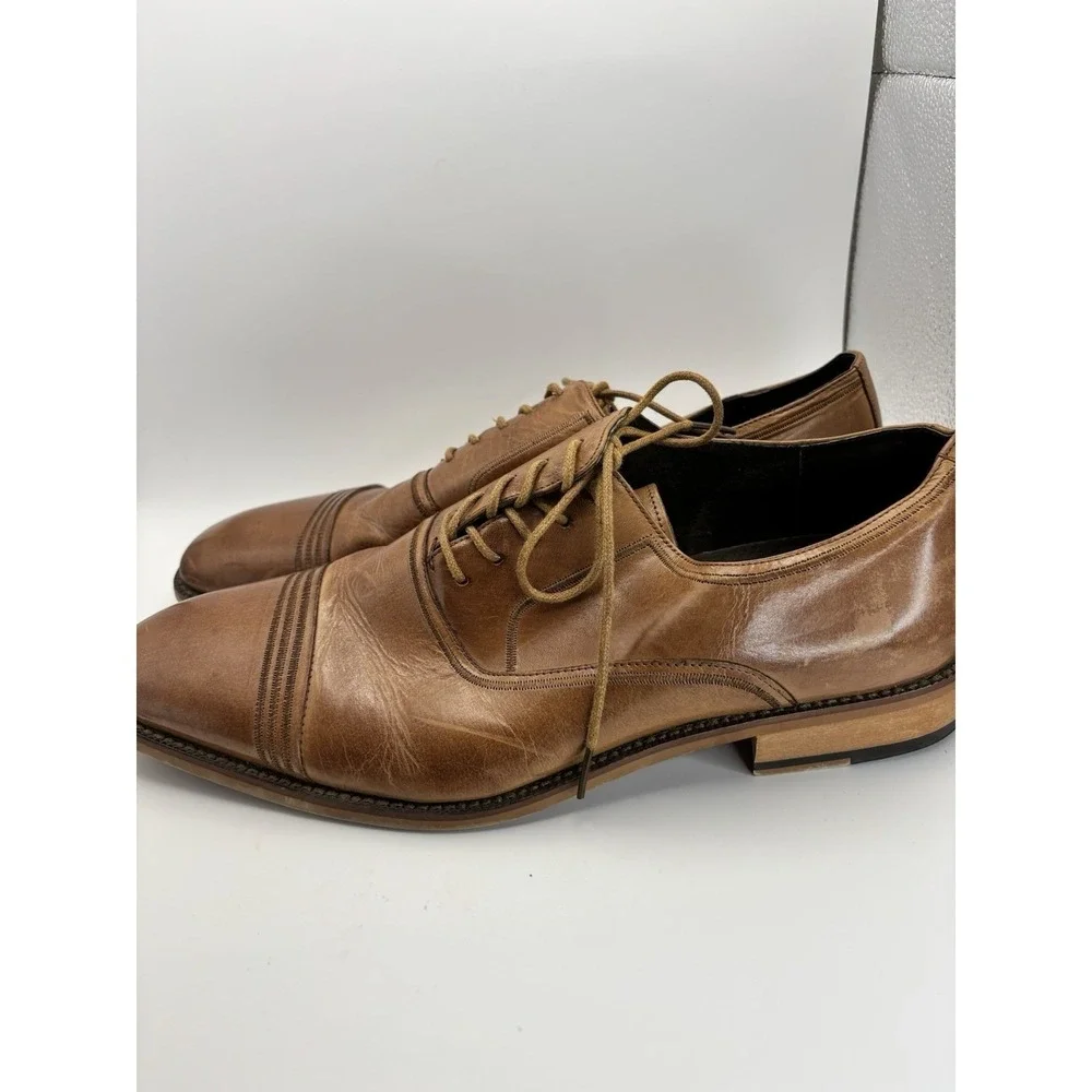 Men's‎ Stacy Adams Bingham Cap Toe Oxfords Shoes SIZE 10.5 M Tan Dress Formal